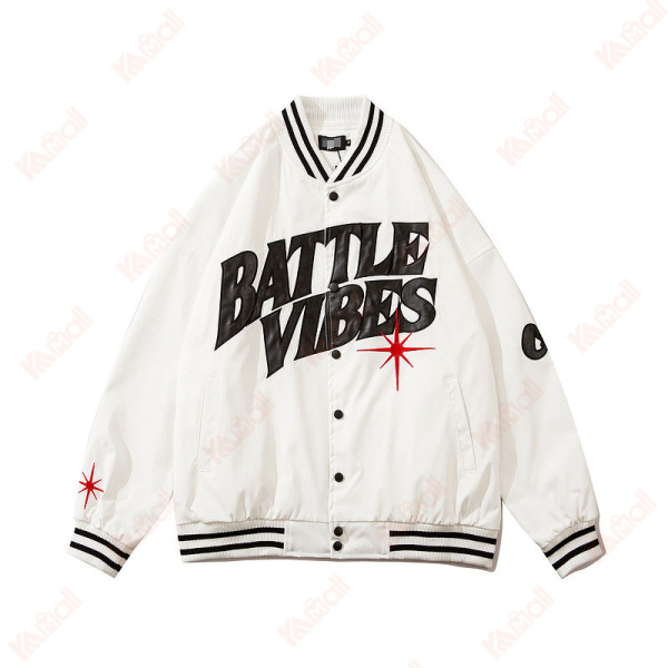 white stand collar bomber jackets